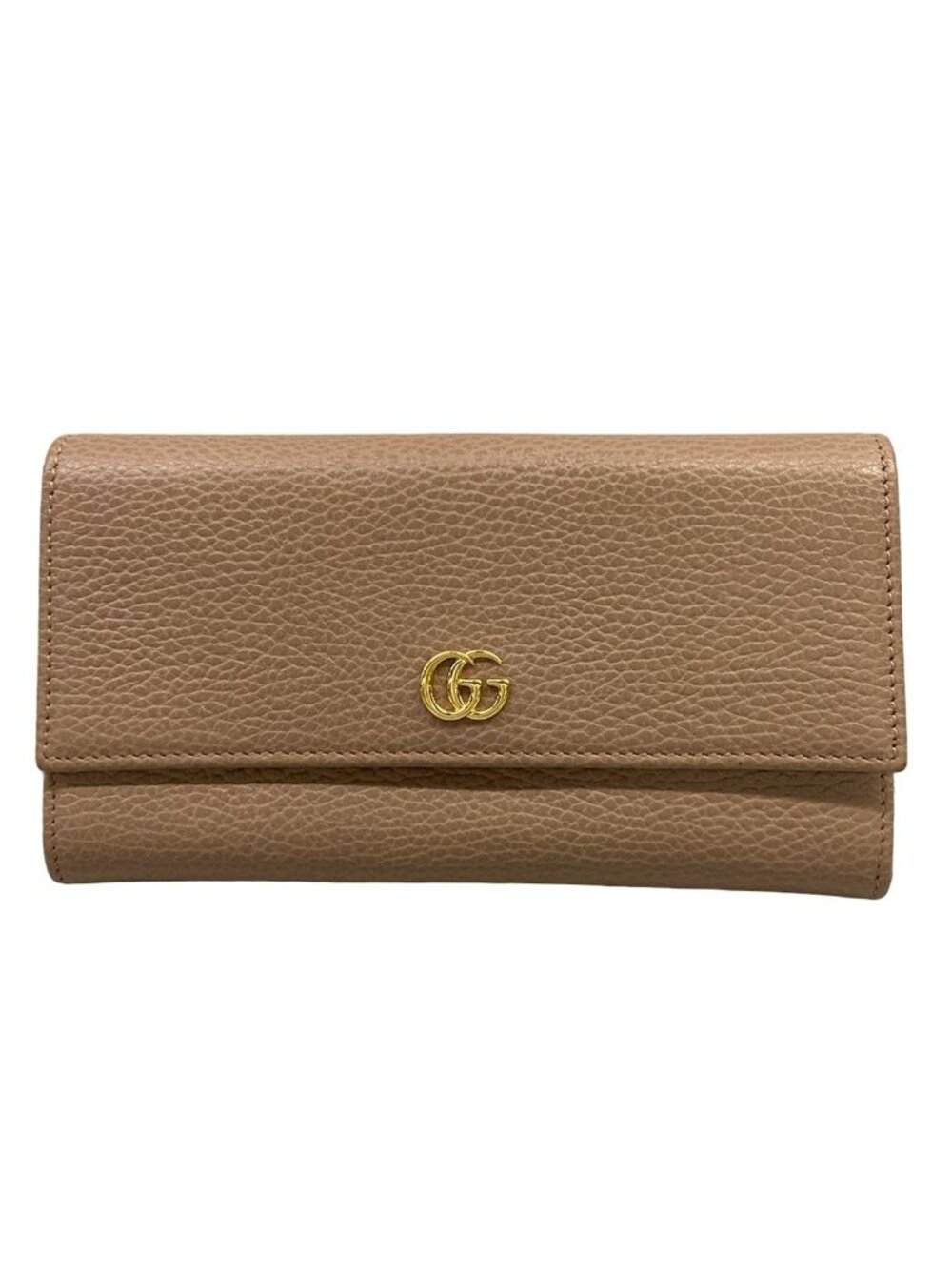 Gucci Wallet GG Marmont Double Bicolor Continental Light Brown Leather - Picture 1 of 7